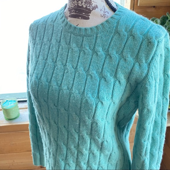 Gap Mint Green Cableknit Lambswool Sweater sz M - Picture 2 of 5